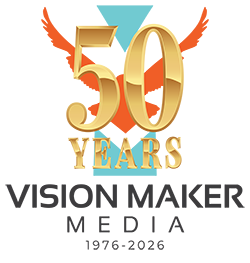 50 Years. Vision Maker Media logo. 1976-2026